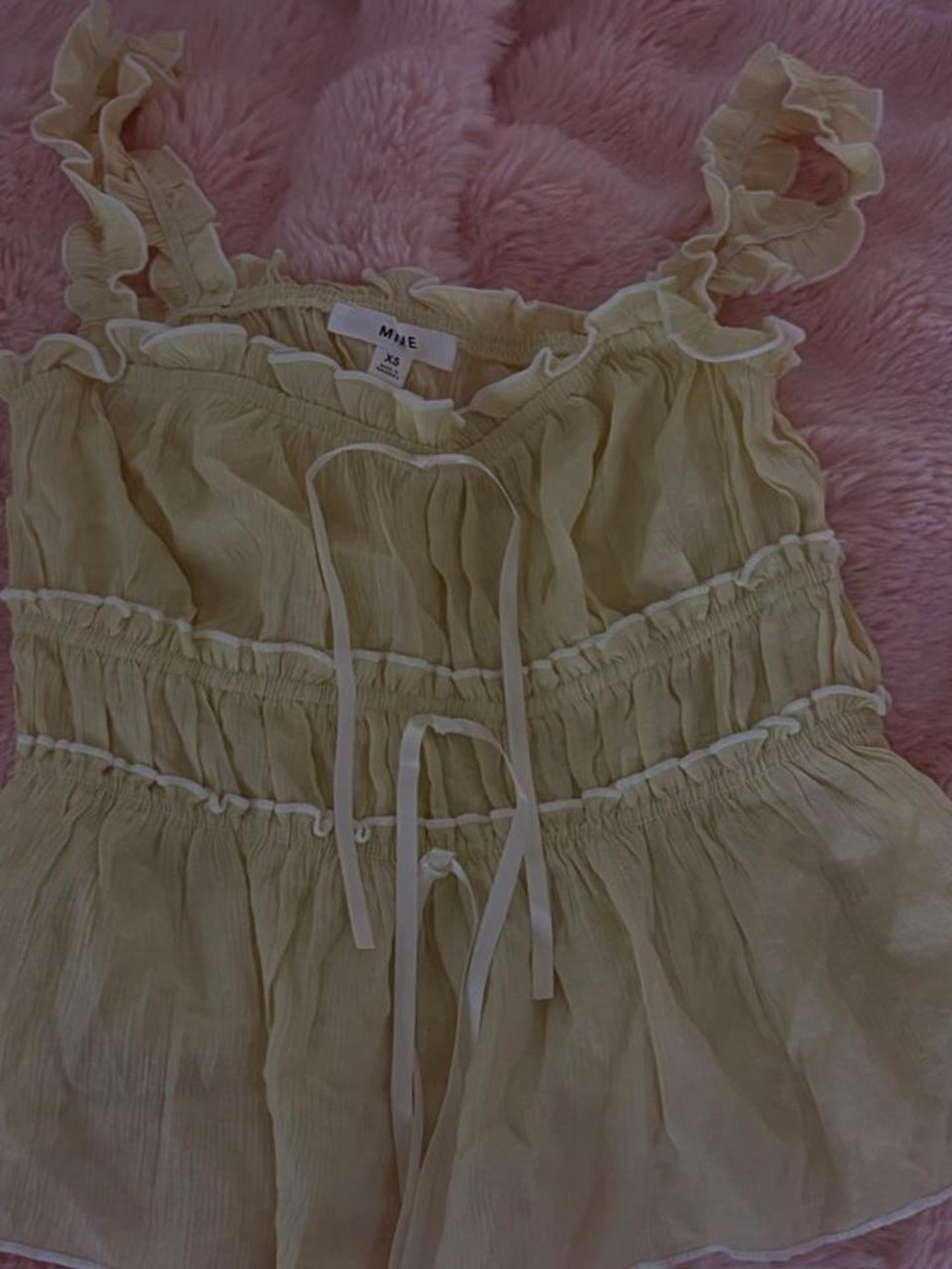 mine Pale Yellow Ruffled Tie-Front Camisole